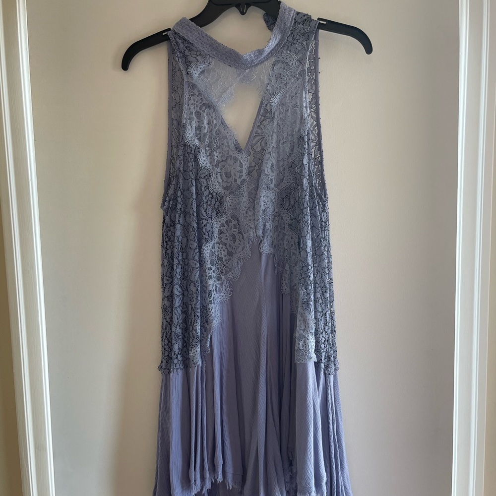 Free people lace tunic in blue lavender